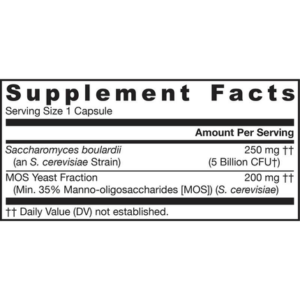 Jarrow Formulas Saccharomyces Boulardii + MOS 180 caps Supplement Facts