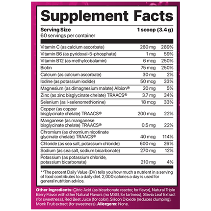 Jigsaw Health Electrolyte Supreme Berry-Licious 330 grams Supplement Facts 