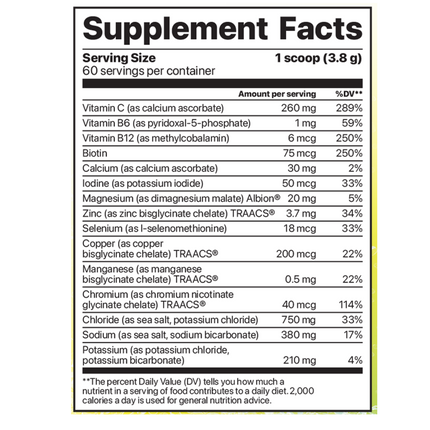 Jigsaw Health Electrolyte Supreme - Lemon Lime 330 grams Supplement Facts 