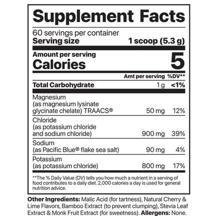 Jigsaw Health Jigsaw Potassium Cocktail Cherry Limeade 318 grams Supplement Facts