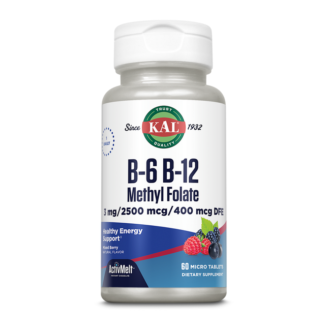 KAL B6 B12 Methyl Folate ActivMelt Berry 60 tabs
