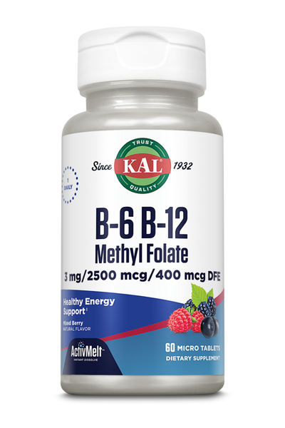 KAL B6 B12 Methyl Folate ActivMelt Berry 60 tabs