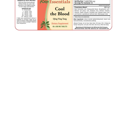 Kan Herbs - Essentials Cool the Blood 60 tabs Supplement Facts