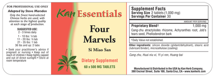 Kan Herbs - Essentials Four Marvels 60 tabs Supplement Facts