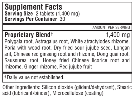 Kan Herbs - Herbals Gather Vitality 60 tabs Supplemen Facts