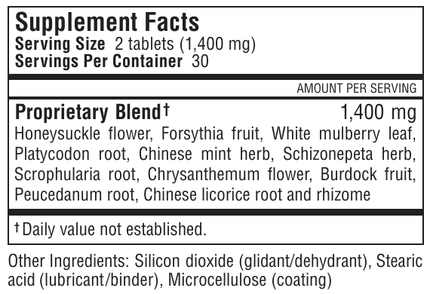 Kan Herbs - Herbals Initial Defense 60 tabs Supplement Facts