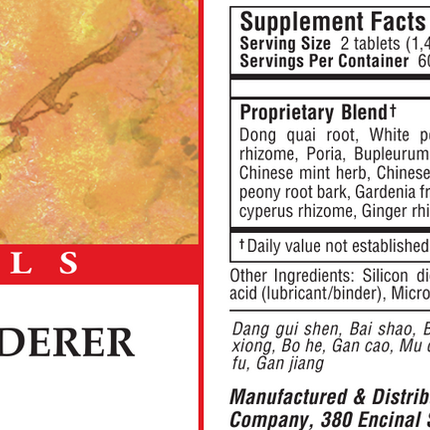 Kan Herbs - Herbals Relaxed Wanderer 120 tabs Supplement Facts