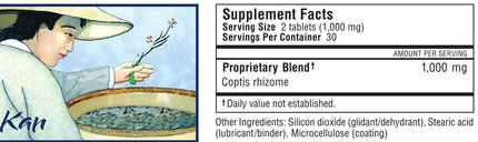 Kan Herbs - Traditionals Copticlear 60 tabs Supplement Facts
