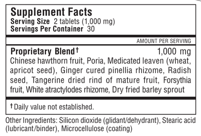 Kan Herbs - Traditionals Digestive Harmony Formula 60 tabs Supplement Facts