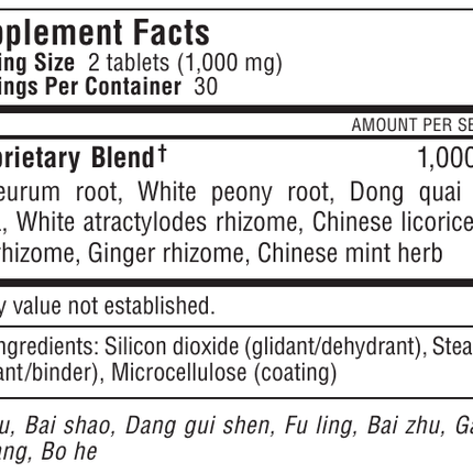 Kan Herbs - Traditionals Free and Easy Wanderer 60 tabs Supplement Facts