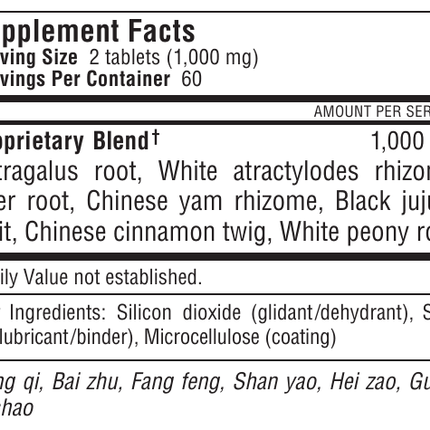 Kan Herbs - Traditionals Jade Windscreen 120 tabs Supplement Facts