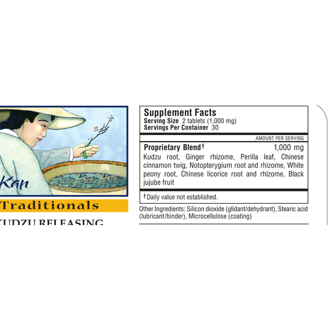 Kan Herbs - Traditionals Kudzu Releasing Formula 60 tabs Supplement Facts