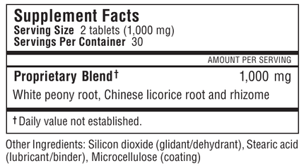 Kan Herbs - Traditionals Peony and Licorice Formula 60 tabs Supplement Facts