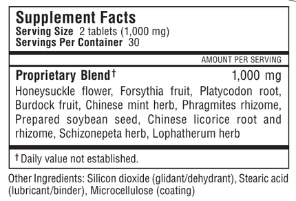 Kan Herbs - Traditionals Yin Qiao 60 tabs Supplement Facts