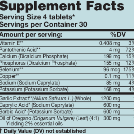 Karuna CapriPlus 120 tabs Supplement Facts 