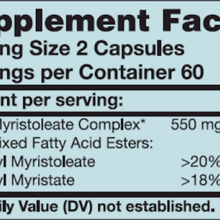 Karuna Cetyl Myristoleate 550 mg 120 caps Supplement Facts 