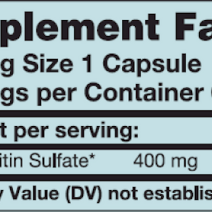 Karuna Chondroitin Sulfate 400 mg 60 caps Supplement Facts 