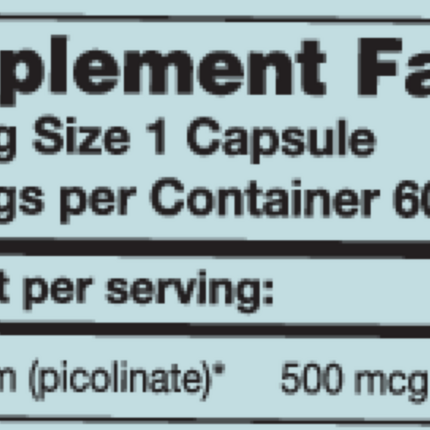 Karuna Chromium Picolinate 500 mcg 60 vegcaps Supplement Facts 