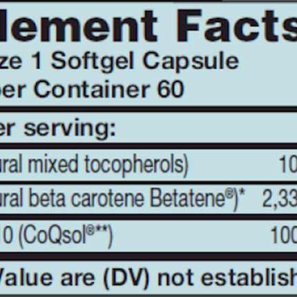 Karuna CoQ10 100 mg 60 gels Supplement Facts 