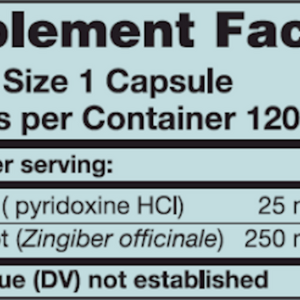 Karuna Ginger-B6 120 caps Supplement Facts