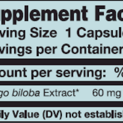 Karuna Ginkgo 60 caps Supplement Facts