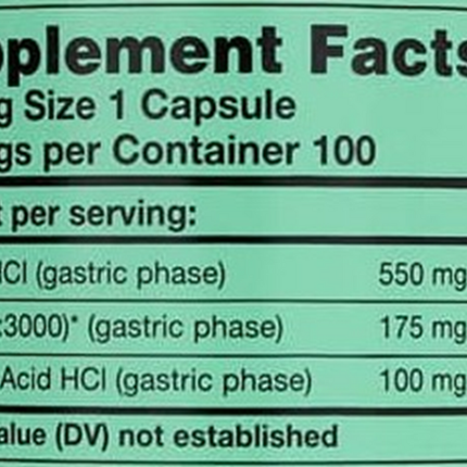 Karuna HCL 100 caps Supplement Facts 