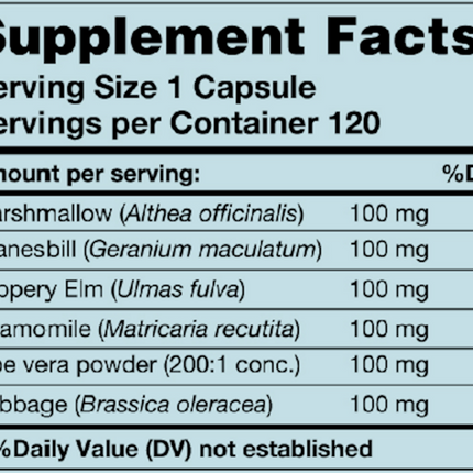 Karuna Herbal GI 120 vegcaps Supplement Facts 