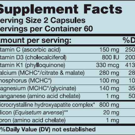 Karuna HydroxyCal 120 caps Supplement Facts