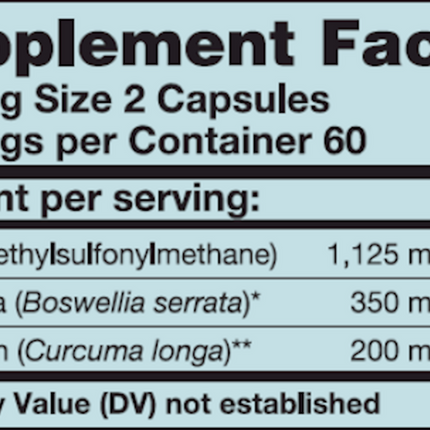 Karuna MSM Plus 120 caps Supplement Facts 