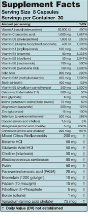 Karuna Maxxum 2 240 caps Supplement Facts 