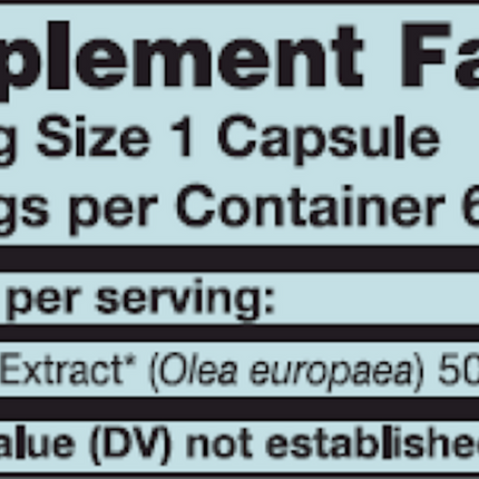 Karuna Olive Leaf Extract 60 caps Supplement Facts 
