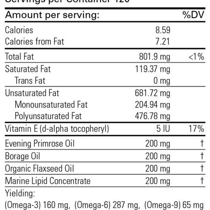 Karuna OmegaMaxx 120 gelcaps Supplement Facts 