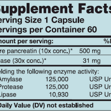 Karuna PancreMax 60 caps Supplement Facts 
