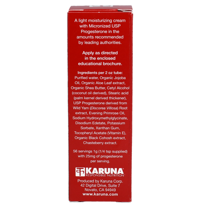 Karuna Progesterone Plus Cream 2 oz Supplement Facts 