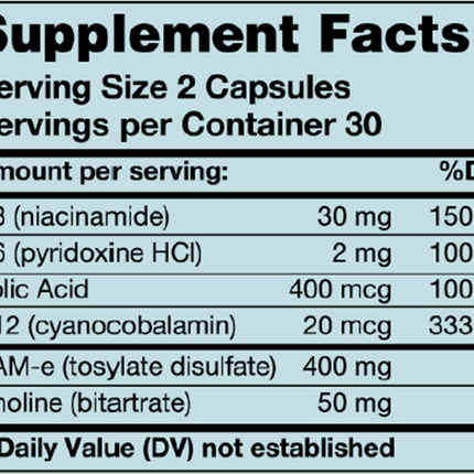 Karuna SAM-e Plus 60 tabs Supplement Facts 