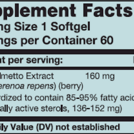Karuna Saw Palmetto 60 gels Supplement Facts 