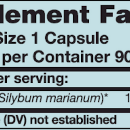 Karuna Silymarin 90 caps Supplement Facts 
