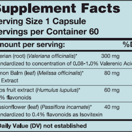 Karuna Sleep Formula 60 caps Supplement Facts 