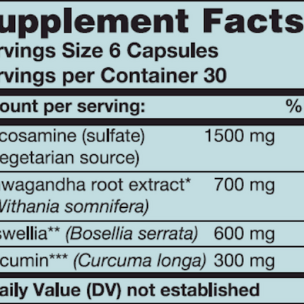 Karuna VegeGlucosamine Plus 180 vcaps Supplement Facts 