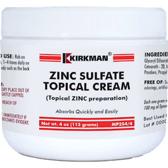 Kirkman Zinc Sulfate Topical Cream 4 oz