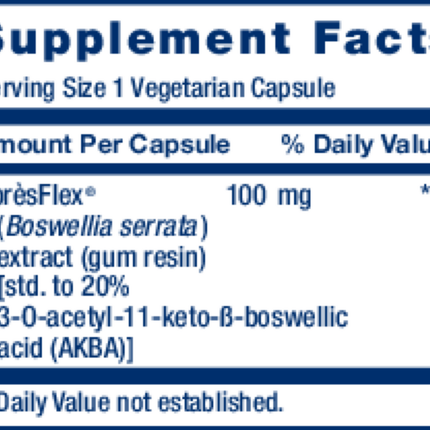 Life Extension 5-LOX Inhibitor 100 mg 60 vcaps Supplement Facts