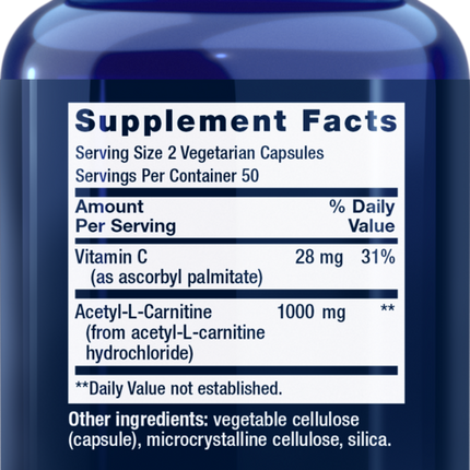 Life Extension Acetyl-L-Carnitine 500mg 100 caps Supplement Facts
