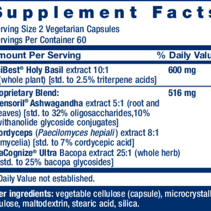 Life Extension Adrenal Energy Formula 120 vegcaps Supplement Facts