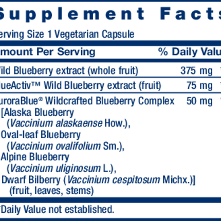 Life Extension Blueberry Extract 60 vcaps Supplement Facts