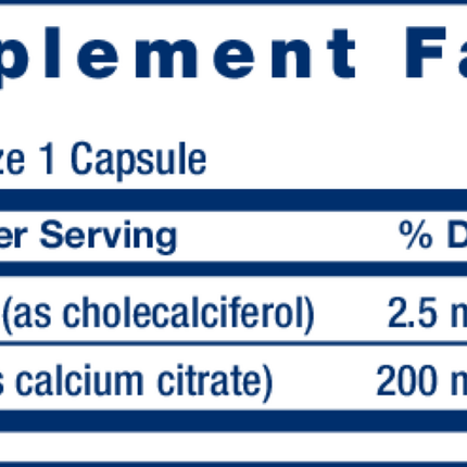 Life Extension Calcium Citrate with Vitamin D 200 caps Supplement-Facts