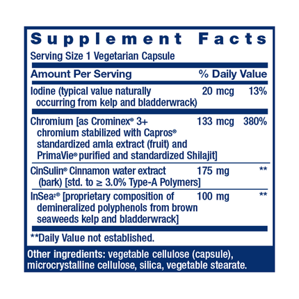 Life Extension CinSulin 90 vcaps Supplement Facts