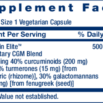 Life Extension Curcumin Elite Turmeric Extract 60 caps Supplement Facts