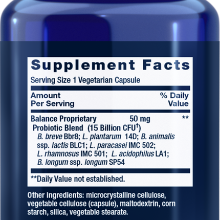 Life Extension FlorAssist Balance 30 lvcaps Supplement Facts