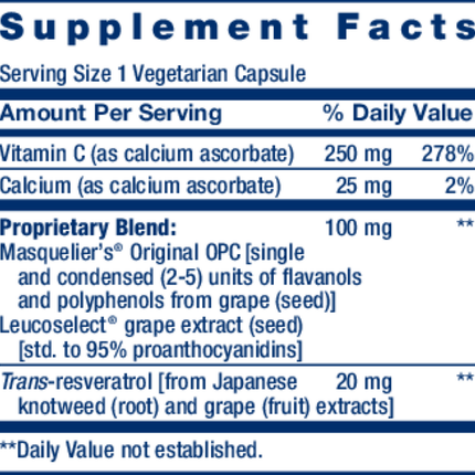 Life-Extension-Grapeseed-Extract-100-mg-60-vegcaps Supplement Facts