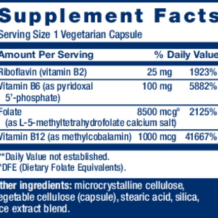 Life Extension Homocysteine Resist 60 vegcaps Supplement Facts